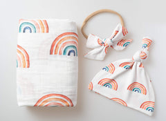 Miaoberry swaddle set with matching hat for newborn styling
