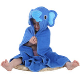 MICHLEY Animal Face Hooded Towel blue for cozy bath time.