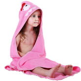 MICHLEY Animal Face Hooded Towel pink keeps baby warm and dry after bath.