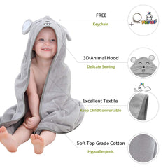 MICHLEY Animal Hooded Towel hood detail highlights plush cotton against sensitive skin