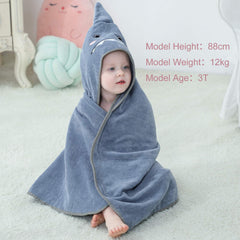 MICHLEY baby hooded towel hood closeup shows soft fabric and warmth