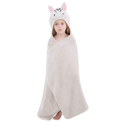 MICHLEY cartoon zebra hooded towel, plush and absorbent for bath time