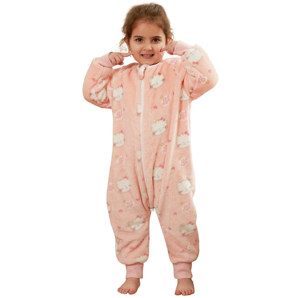 MICHLEY flannel sleeping bag front view; cozy wearable warmth for babies.