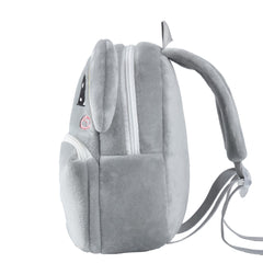 MICHLEY gray elephant backpack top view, shows ergonomic carry design for easy grabbing.