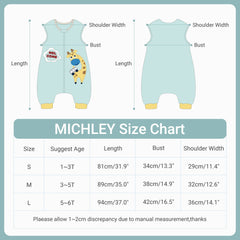 MICHLEY kids sleeping bag bottom zipper for diaper changes.