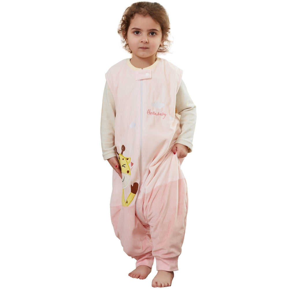 MICHLEY sleepsack pink giraffe front view, cozy wearable blanket for safe nights