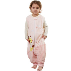 MICHLEY sleepsack pink giraffe front view, cozy wearable blanket for safe nights