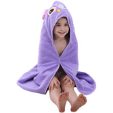 MICHLEY toddler hooded bath towel with owl embroidery for gentle, absorbent bath time.