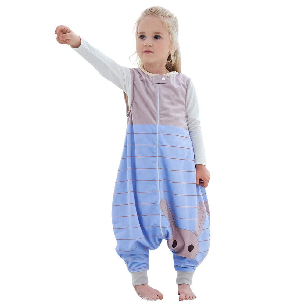MICHLEY toddler sleeping sack blue rabbit front view showing cozy wearable blanket for peaceful nights