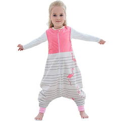 MICHLEY toddler sleeping sack with feet in pink bird design, front view, cozy for naps