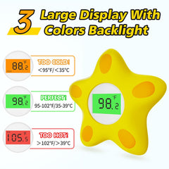 Miedecdel infant water thermometer with three-color backlight for easy temp reading