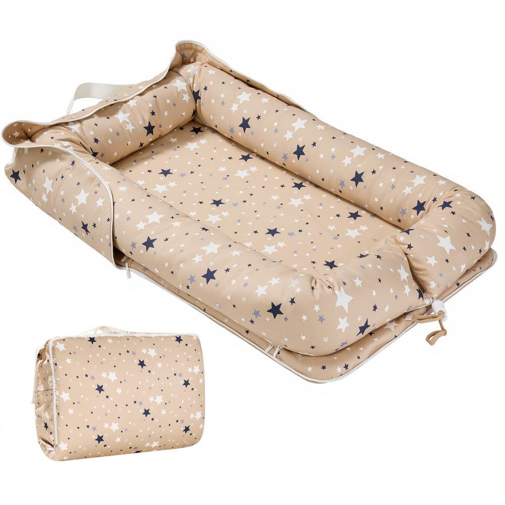 Miereirl Baby Lounger star soft cotton fabric offers gentle comfort for newborns.