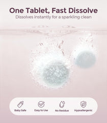 MIFOYO tablets dissolving action is shown for quick, residue-free cleaning.