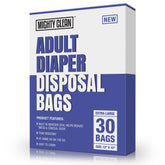 Mighty Clean extra-large diaper bags folded for discreet disposal.