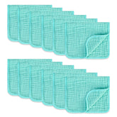 MIGIOL Muslin Burp Cloths light blue close up showing soft breathable cotton.