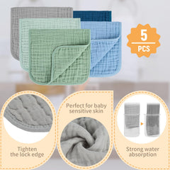 Soft, pre-washed muslin burp cloth for gentle touch and reduced shrinkage.