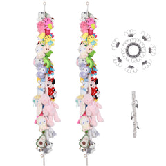 MIJAYENV 2Pcs cotton stuffed animal storage chain with 40 clips, space-saving hanging solution.