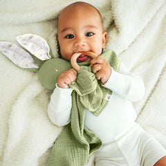 Mikito organic cotton muslin close-up showing silky softness and breathable fabric.