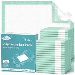 MILDPLUS bed pads with adhesive back secure attachment for protection.