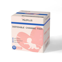 MILDPLUS disposable changing pad with skin-friendly surface for comfortable diaper changes.