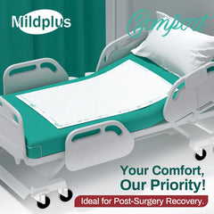 MILDPLUS underpad demonstrates quick absorption for heavy liquid control.