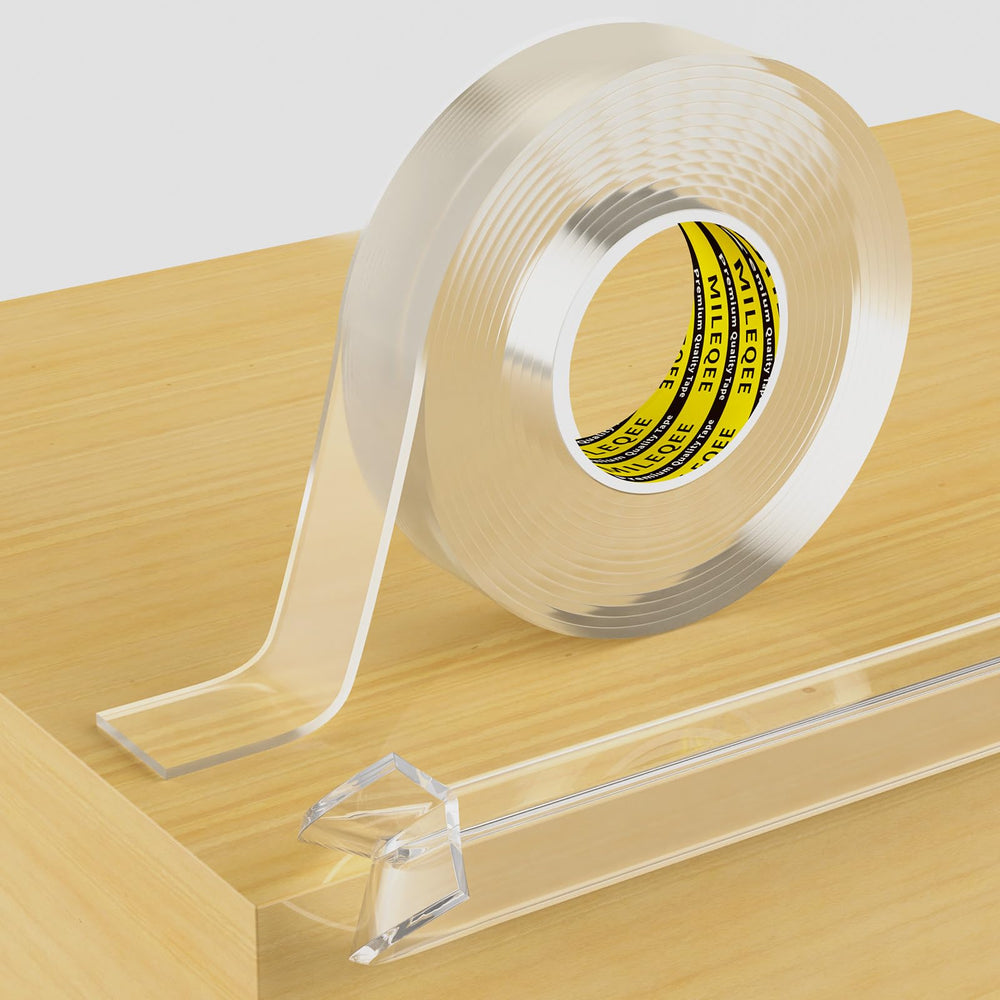 MILEQEE clear edge protector strip on corner; safe for kids and preserves furniture appearance.
