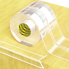 MILEQEE clear edge protector strip on table corner protects kids from sharp edges.