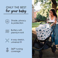 Milk Snob 5-in-1 stroller cover keeps baby calm and comfy.