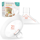 MilkFlow 21mm wide-flange design shown for a comfortable pumping fit.