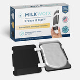 MilkWorx Freeze It Flat design shows space-saving freezer organization for breast milk