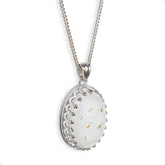 Milky Treasures crown necklace base shines in silver for a personalized keepsake