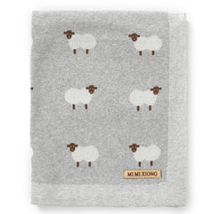 Mimixiong baby blanket knit 100% cotton with sheep design for cozy snuggles
