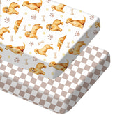 Mindsoft golden retriever crib sheet set on a standard crib with snug fit.
