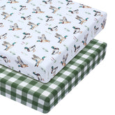 Mindsoft Mallard Duck crib sheet in use on a standard crib for cozy naps