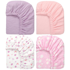 Mindsoft purple butterfly crib sheet in soft cotton for baby comfort