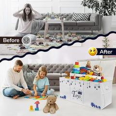mini hide extralarge toy box uses durable 600D fabric to handle lively playtime.