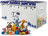 mini hide extralarge toy box front view with lid enables quick cleanups and easy access.