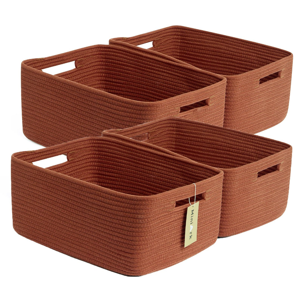 MiniArk large storage basket in oxide red on nursery shelf for toy and blanket storage