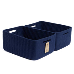 MiniArk large storage baskets front view navy blue ideal for shelf organization