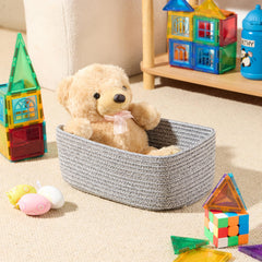 MiniArk decorative shelf basket adds warmth and texture to the living room.