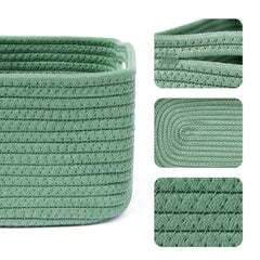 MiniArk woven rope baskets in green offer soft, durable storage.