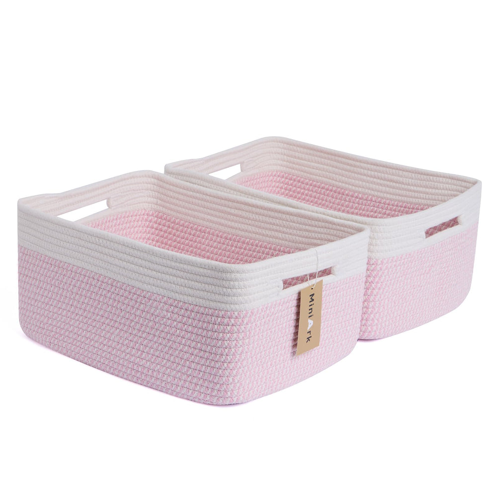 MiniArk large pink storage basket front view for versatile use