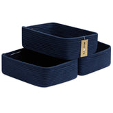 MiniArk large navy-blue rope basket ideal for towels in a bathroom