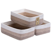 MiniArk large rope basket 15x11x5 gradient brown three-pack for home organization