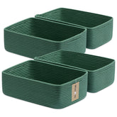 MiniArk large rope baskets in green, 15x11x5 inches, ideal for organizing towels and blankets