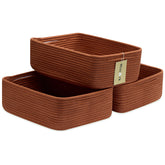 MiniArk large shallow basket front view in red, perfect for organized bathroom storage.
