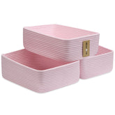 MiniArk large shallow rope-woven basket in light pink for roomy towel storage.