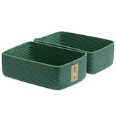 MiniArk large shallow rope basket showing 15x11x5 inch size for towels or toys