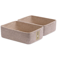 MiniArk large shallow rope basket in a bathroom, holds towels neatly.