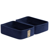 MiniArk large shallow rope basket in navy for easy two-pack storage and organization.